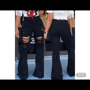 Black Flare Ripped Jeans